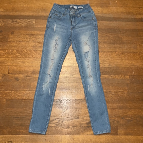 YMI Mid Rise Color Washed Ripped Jeans - Picture 2 of 3